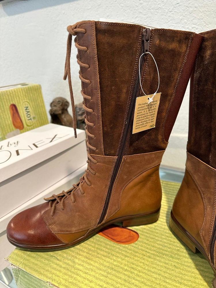 Naot Tide leather mid knee lace up boot (luggage size 42)